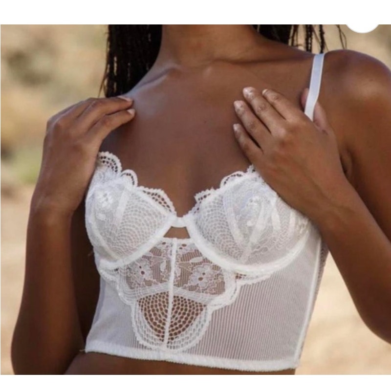 Nwt Kat The Label Zephyr Lace Bustier Corset White Small
